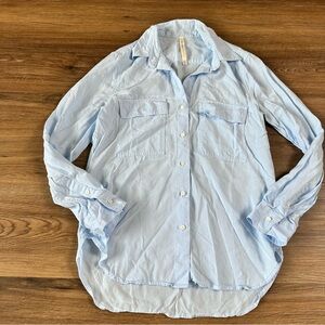 The Group Babaton Button Up Long Sleeve Shirt Lyocell Aritzia Relaxed‎ XXS Blue